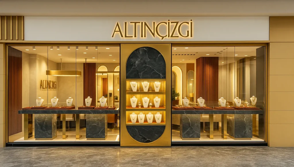 Kuyumcu vitrin tasarımı örneği – dikkat çekici vitrin yerleşimi