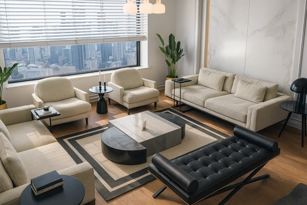 Ankara iç mimarlık projelerinden modern salon tasarımı